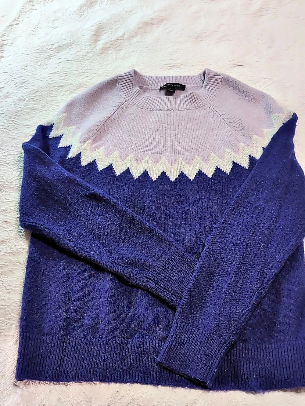 Ann Taylor Color Block Crewneck Purple Pink Size Medium